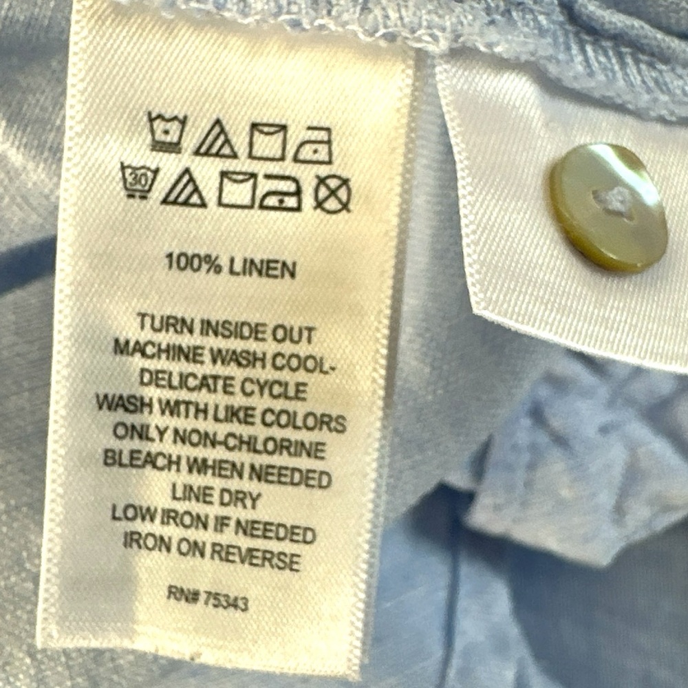SIGRID OLSEN Classic Light Blue Oversized Linen Chambray Blouse w/ Pockets‎ XL - Picture 7 of 7